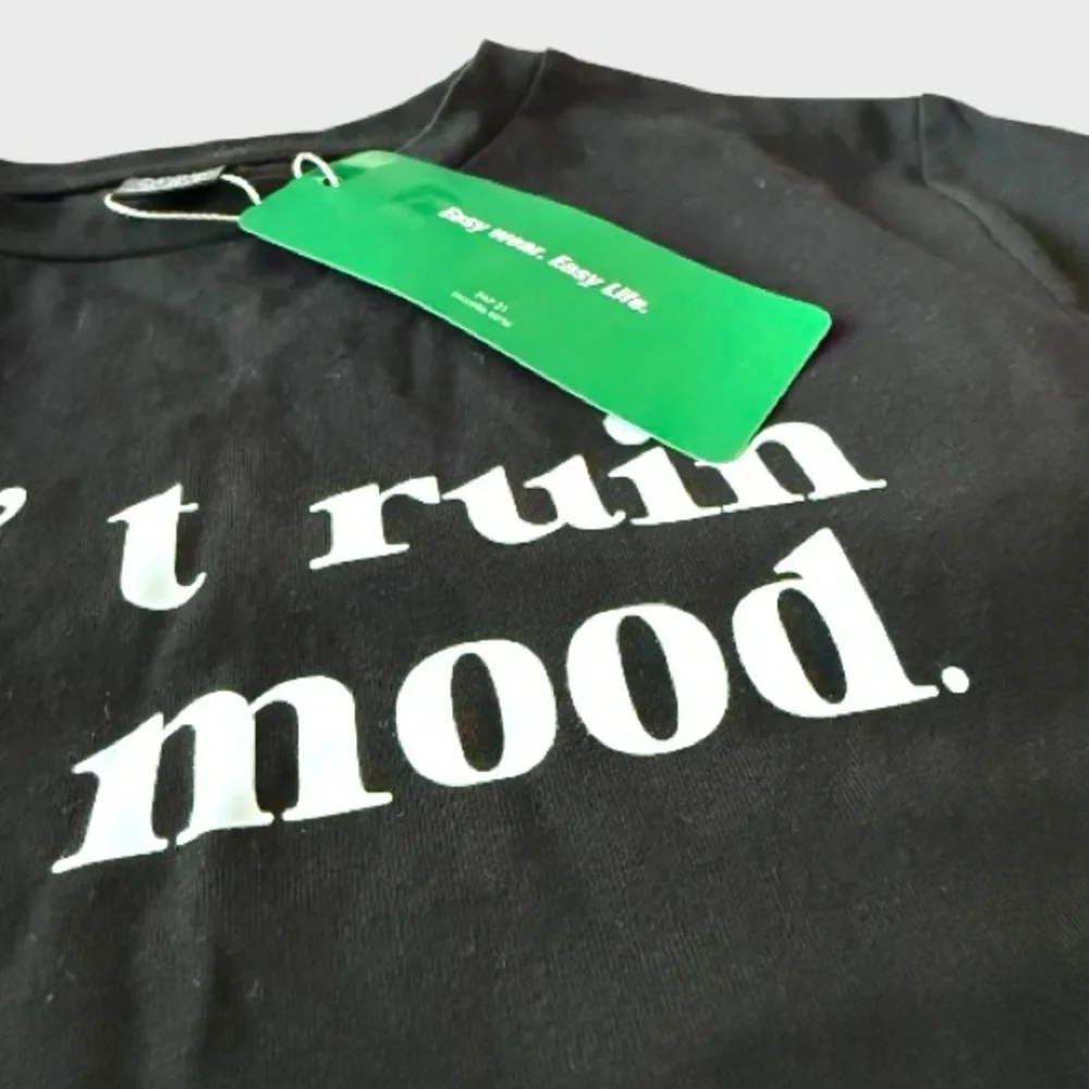 Black Graphic Tee with White Letters - M - Picture 6 of 6